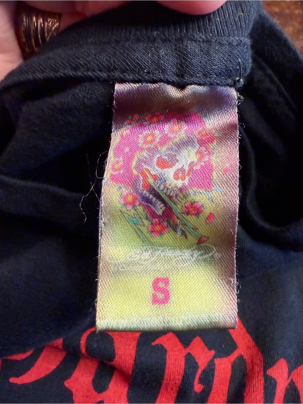 Vintage Ed Hardy Black Long Sleeve Graphic Tee Love & Roses Small Y2K McBling - Picture 3 of 6